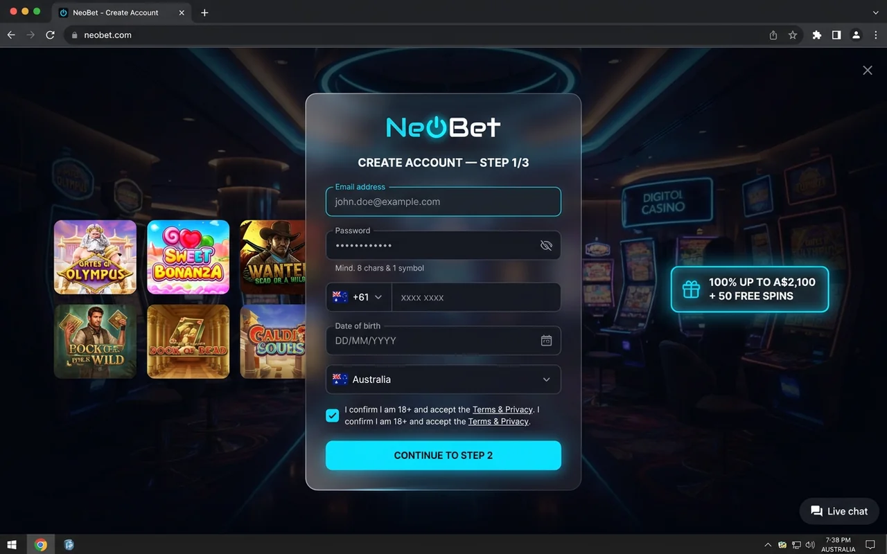 Sign up in under 60 seconds – NeoBet